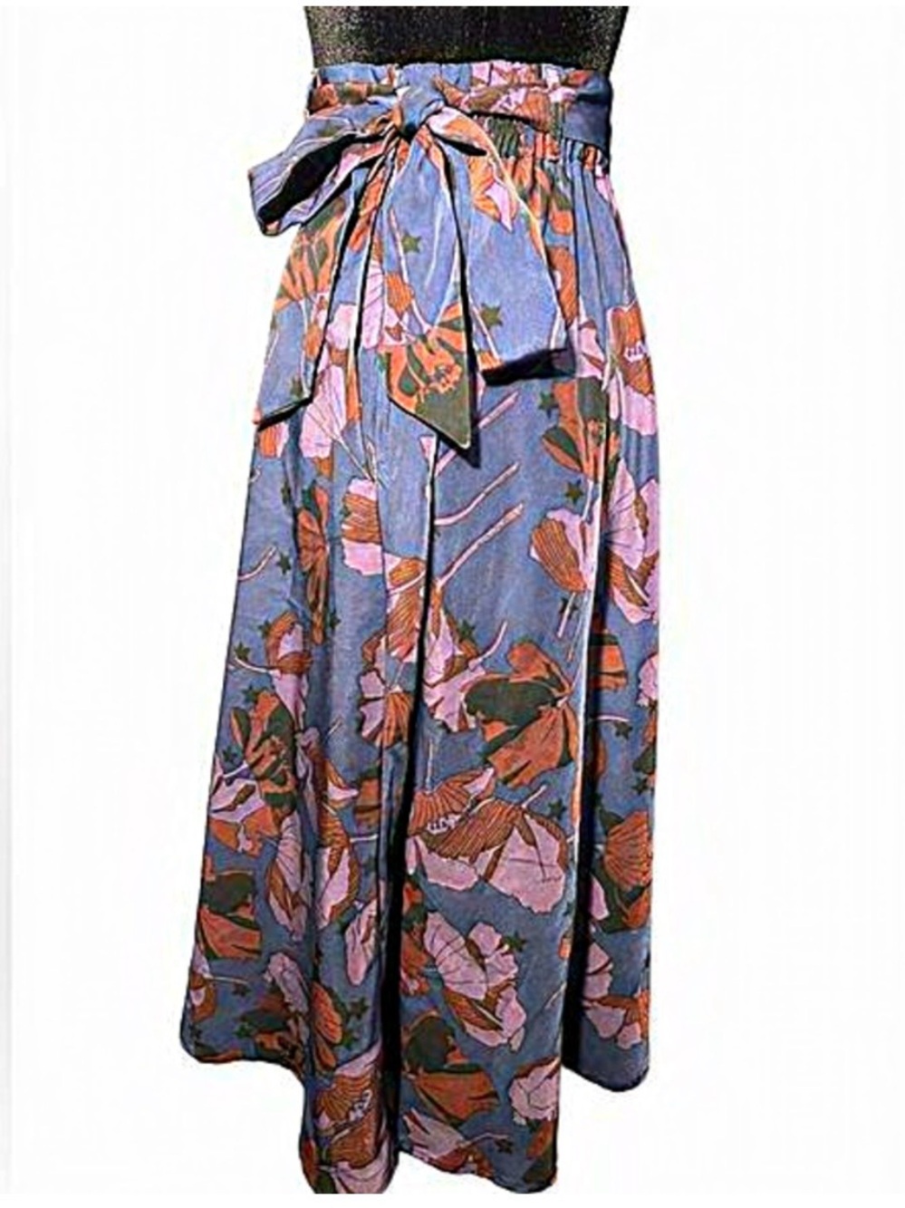 Modcloth On My‎ Way A-Line Skirt, Blue Floral XS